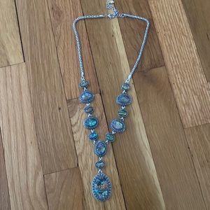 Silver plated costume jewelry with colored stones